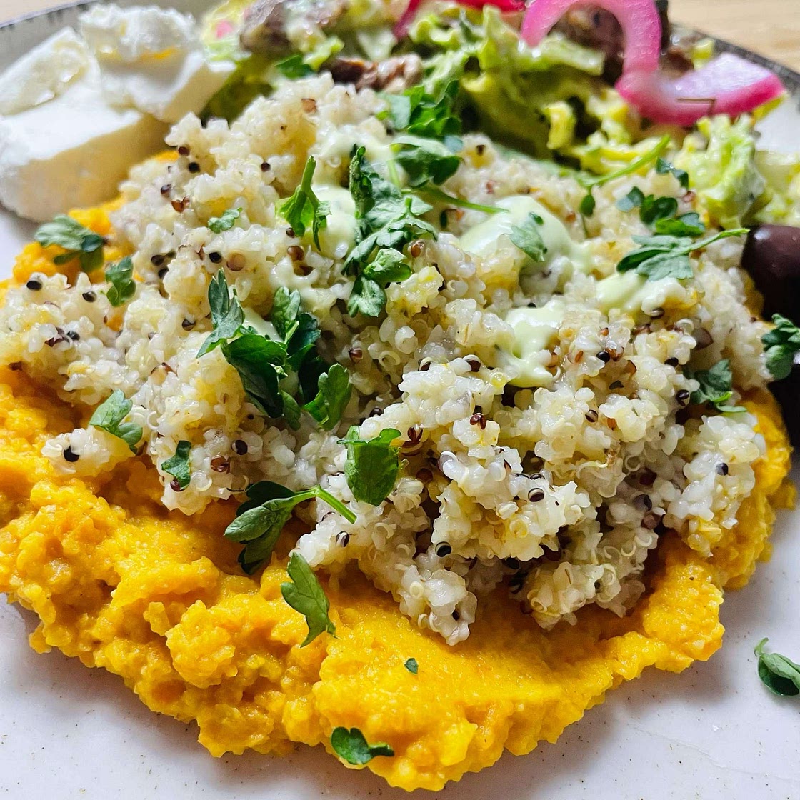 Grain Bowl with Carrot Hummus — Amanda Frederickson