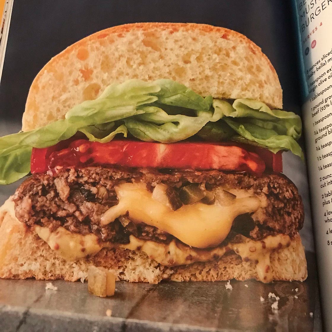 Gouda stuffed beef and mushroom burger 