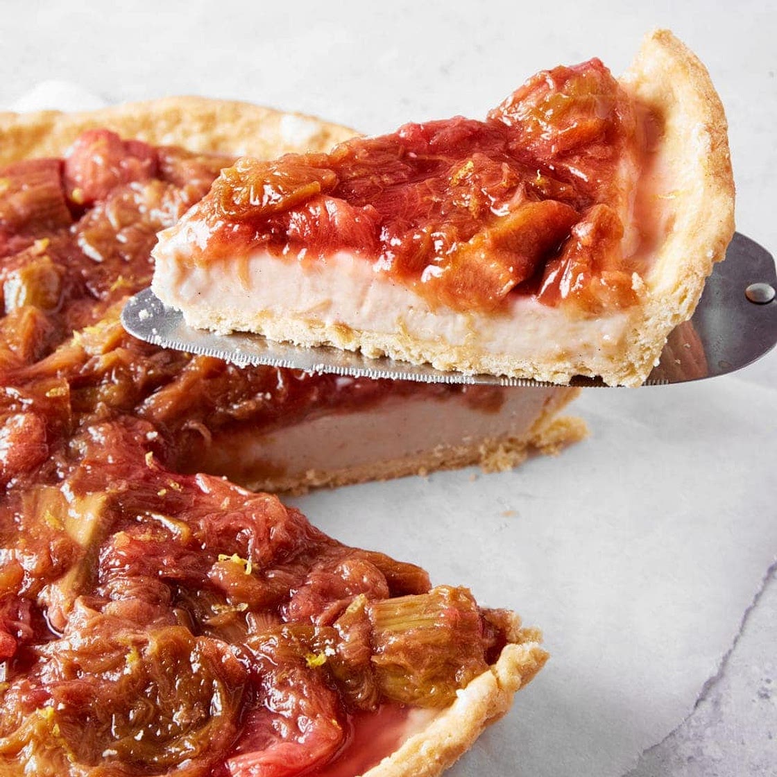 vegan rhubarb custard tart