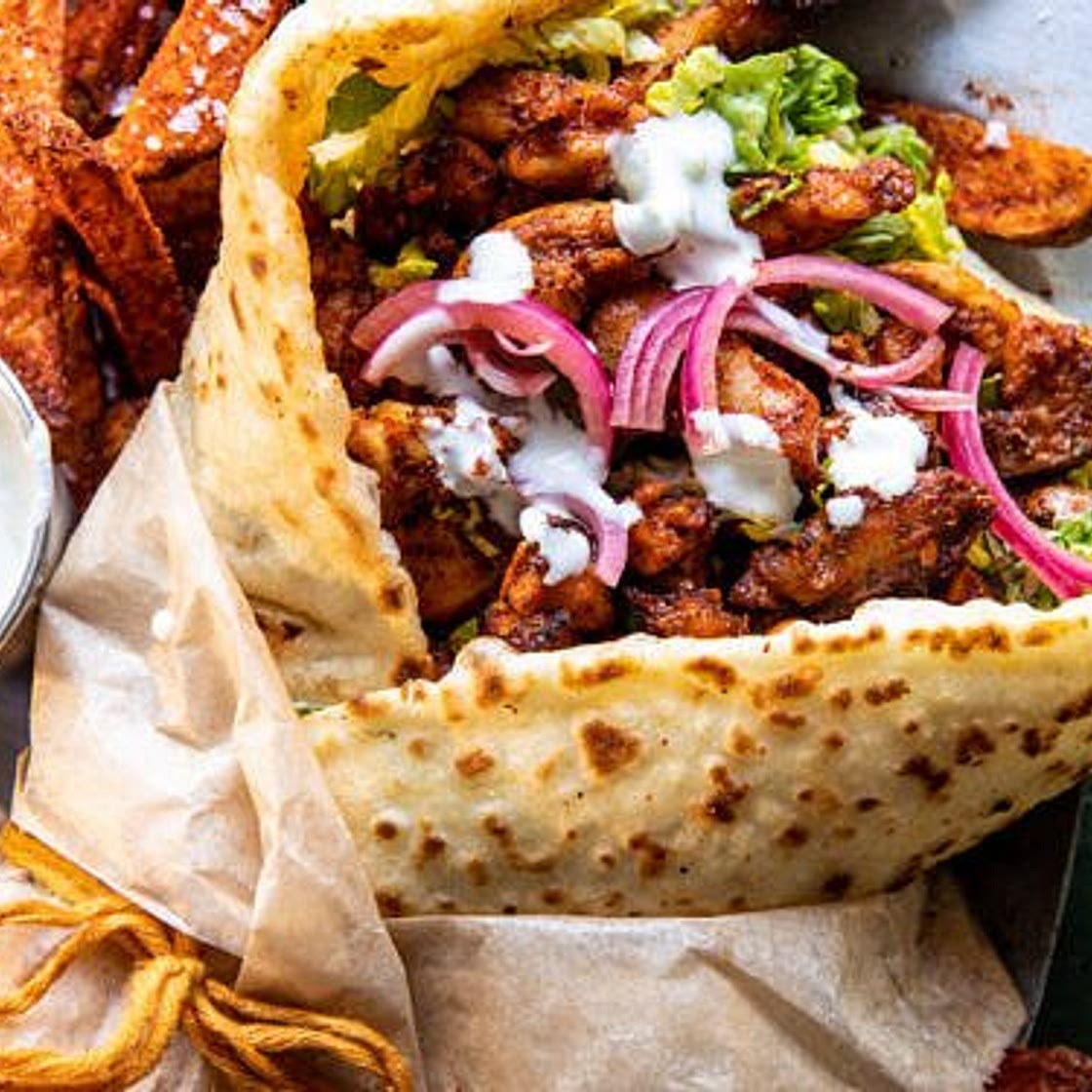 Sheet Pan Chicken Gyros with Feta Tzatziki