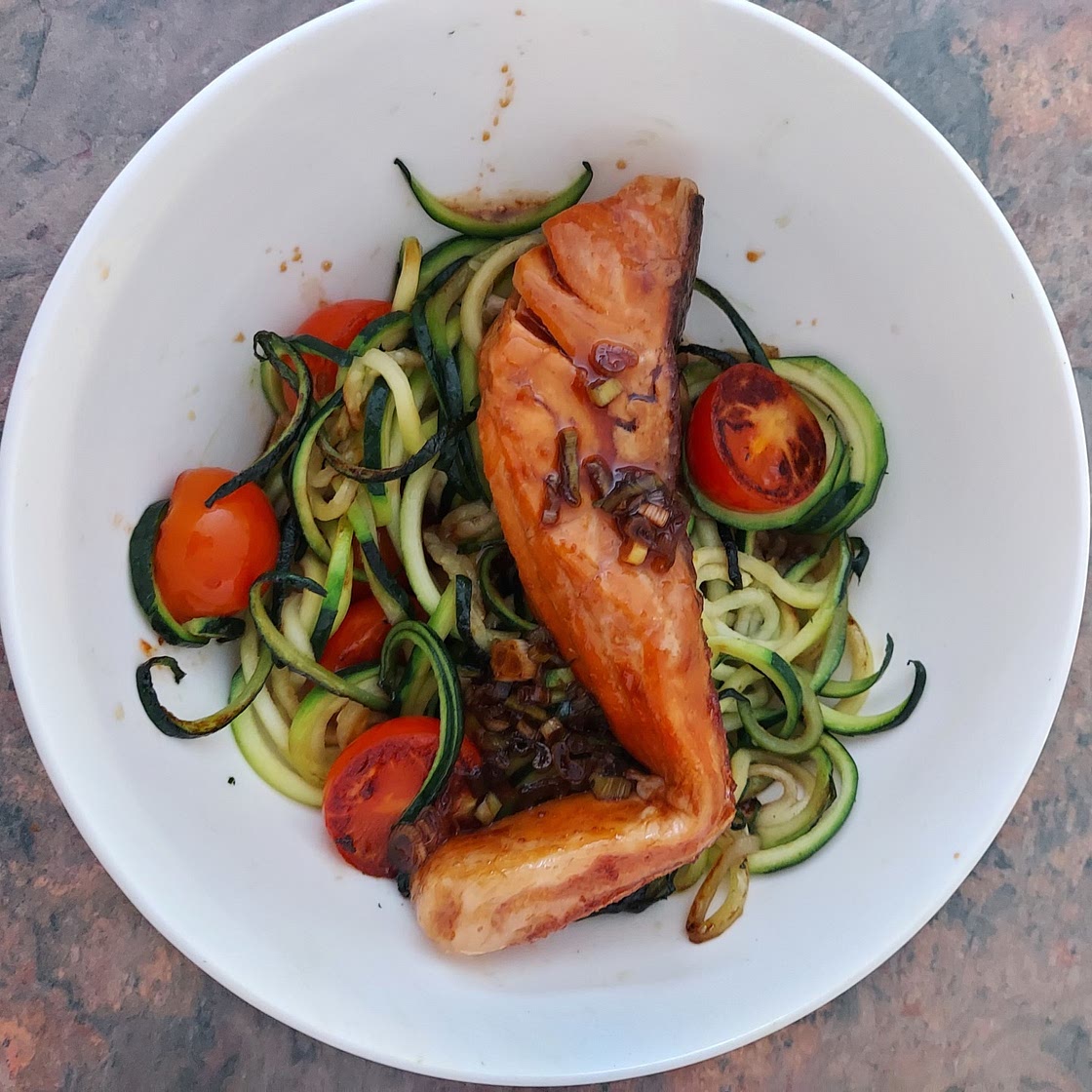 TERIYAKI SALMON WITH COURGETTE NOODLES