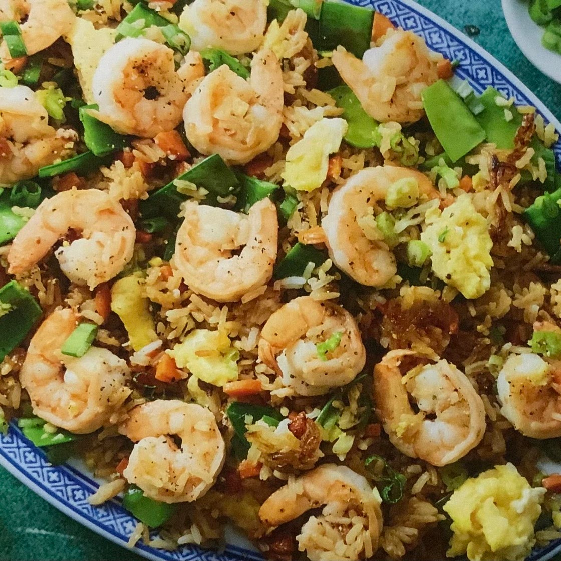 Shrimp Fried Rice with Carrots & Snow Peas
