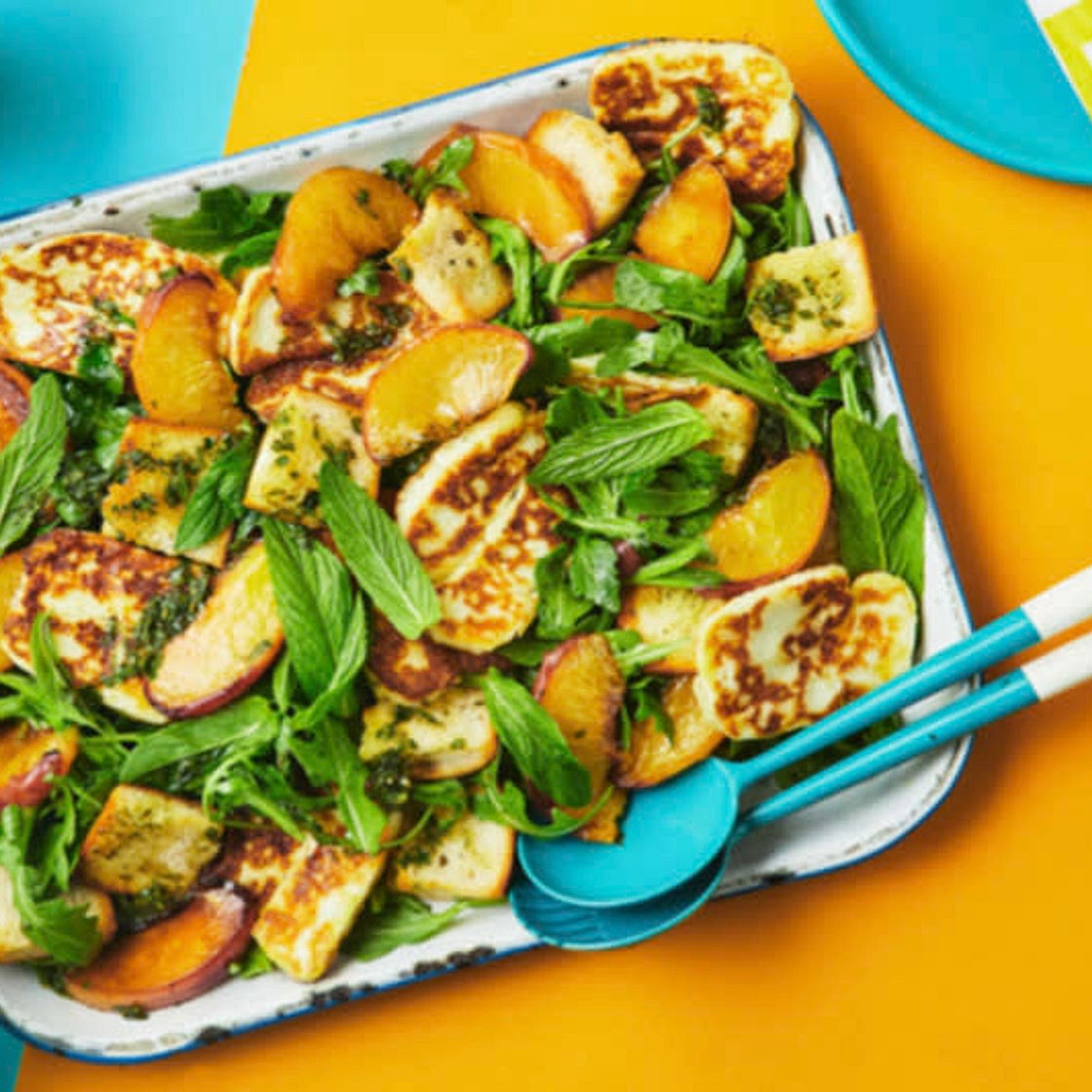 Summer Peach and Haloumi Salad 