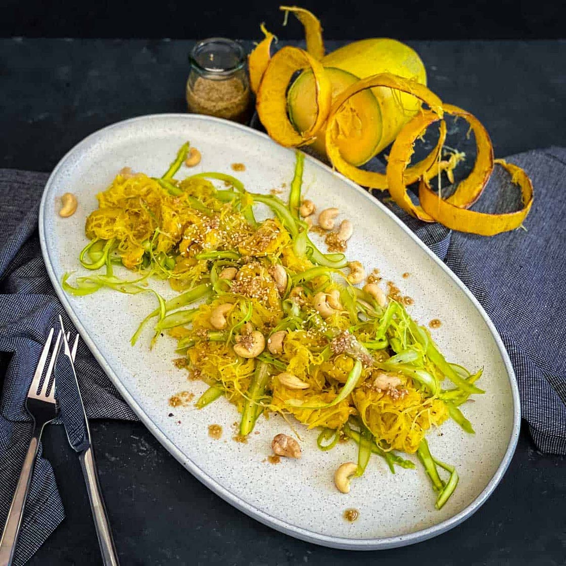 Spaghetti Squash Salad with Asparagus