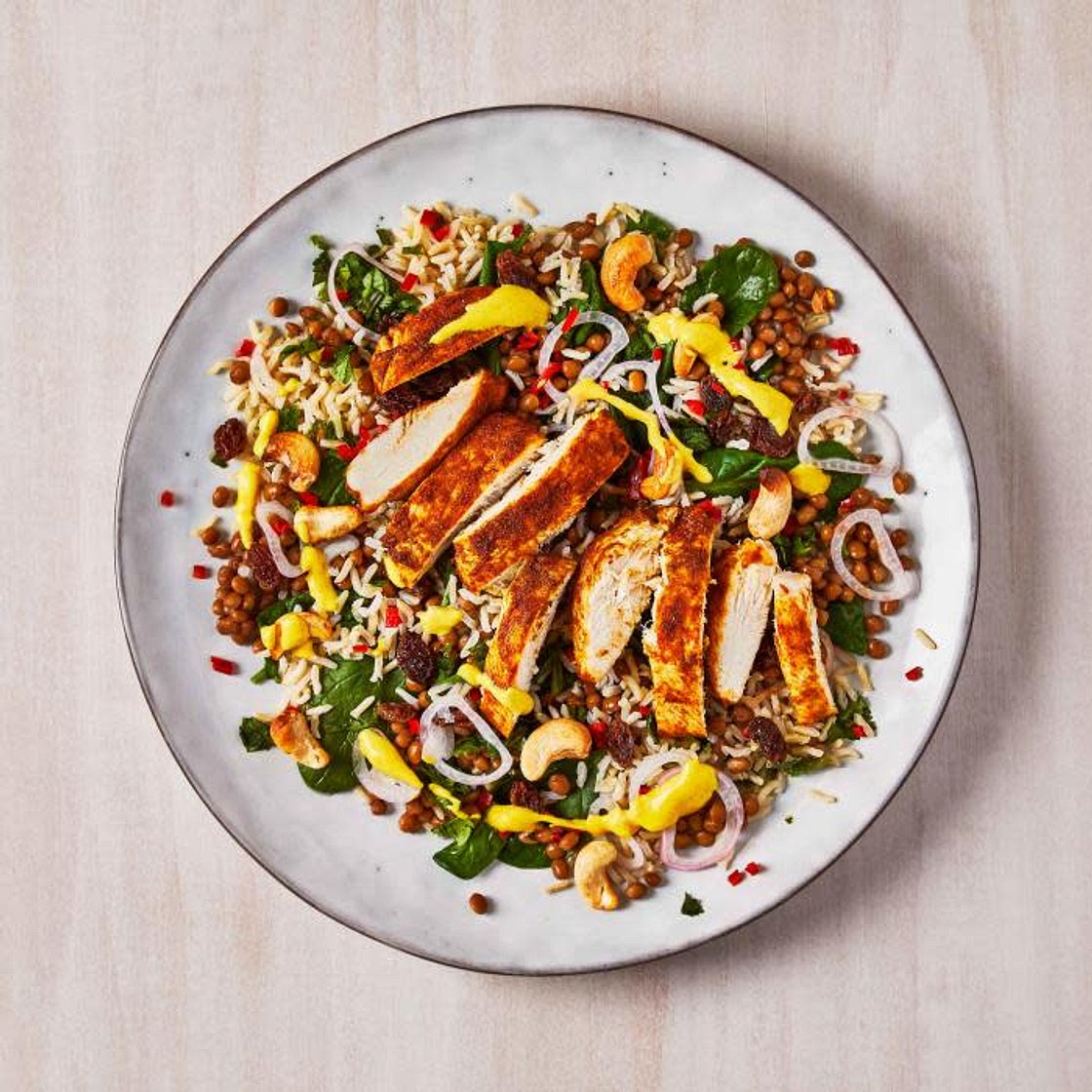 Indian Chicken & Grains With Turmeric Yoghurt Dressing