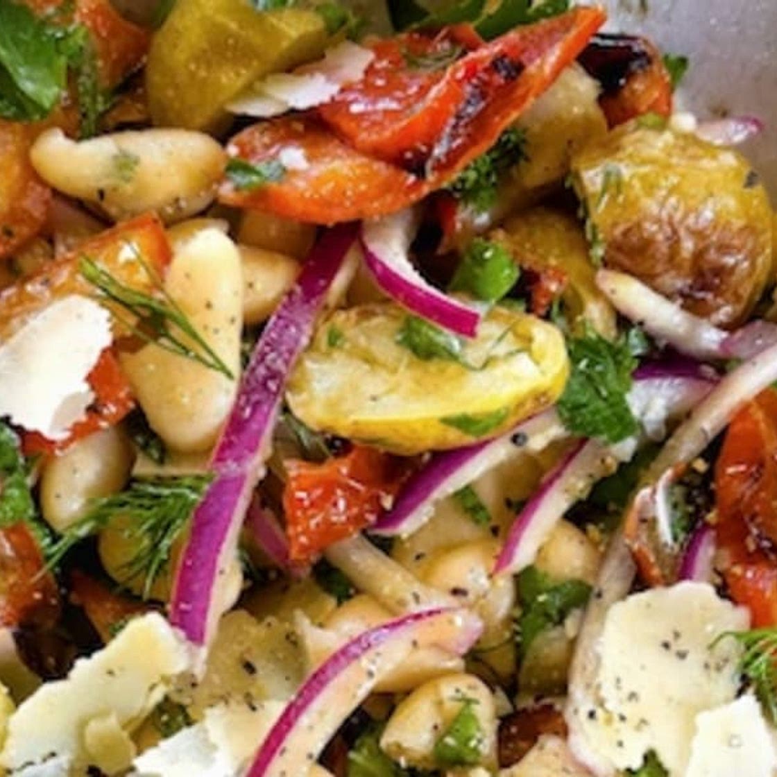 Roasted Red Pepper & Potato White Bean Salad