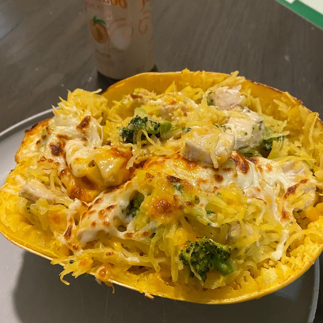 Cheesy Chicken and Broccoli Stuffed Spaghetti Squash