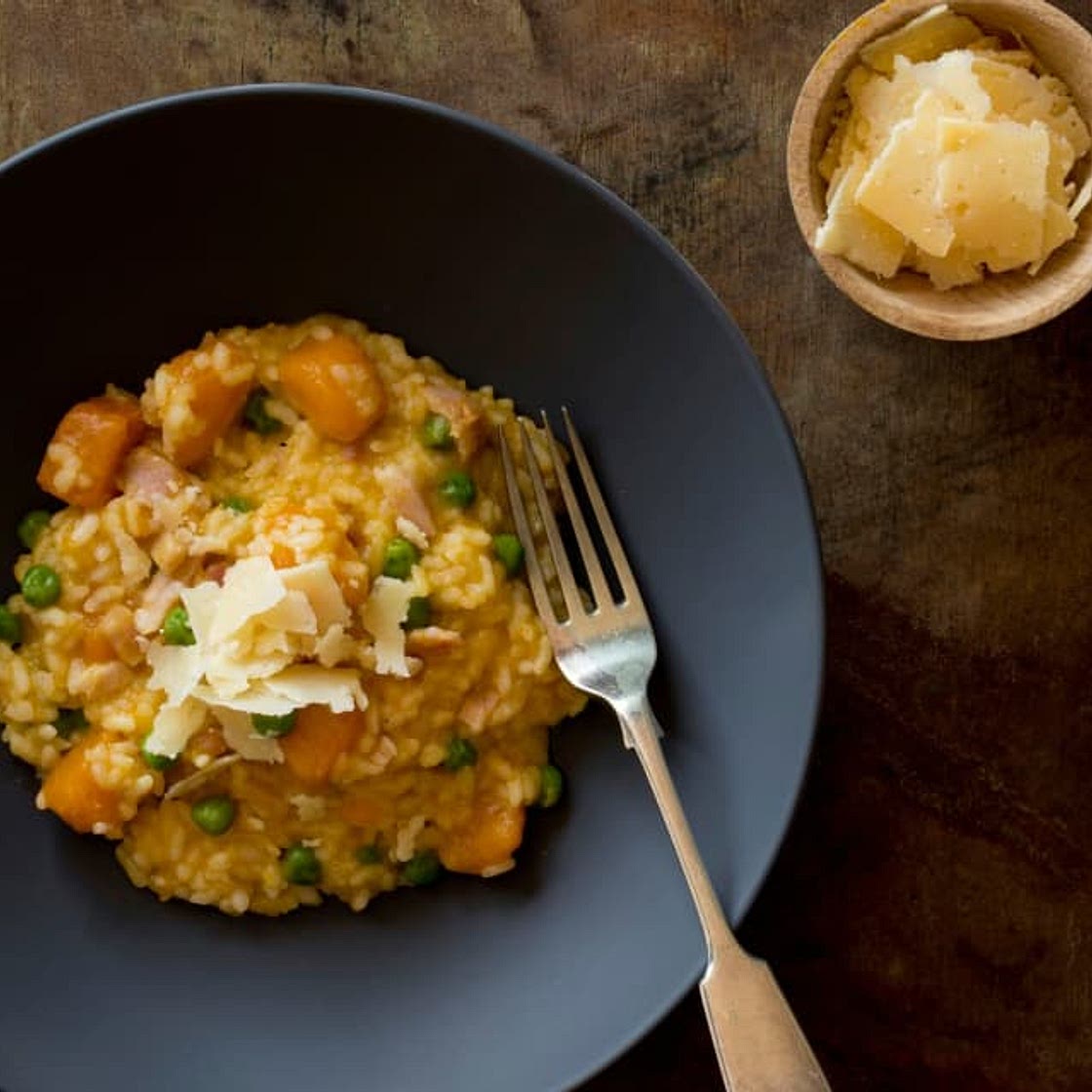 Pumpkin risotto with bacon