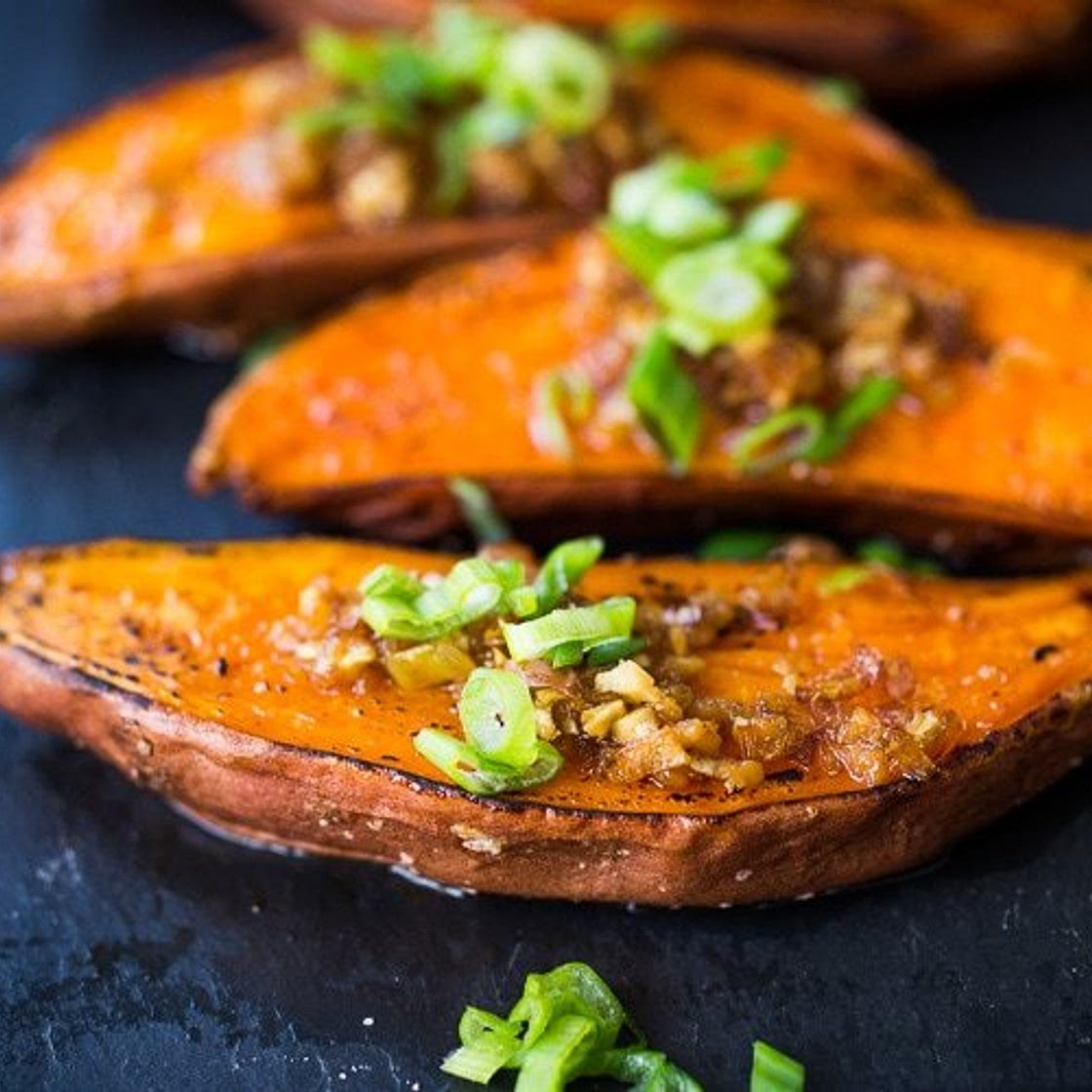 Kyoto Roasted Sweet Potatoes with Miso, Ginger and Scallions