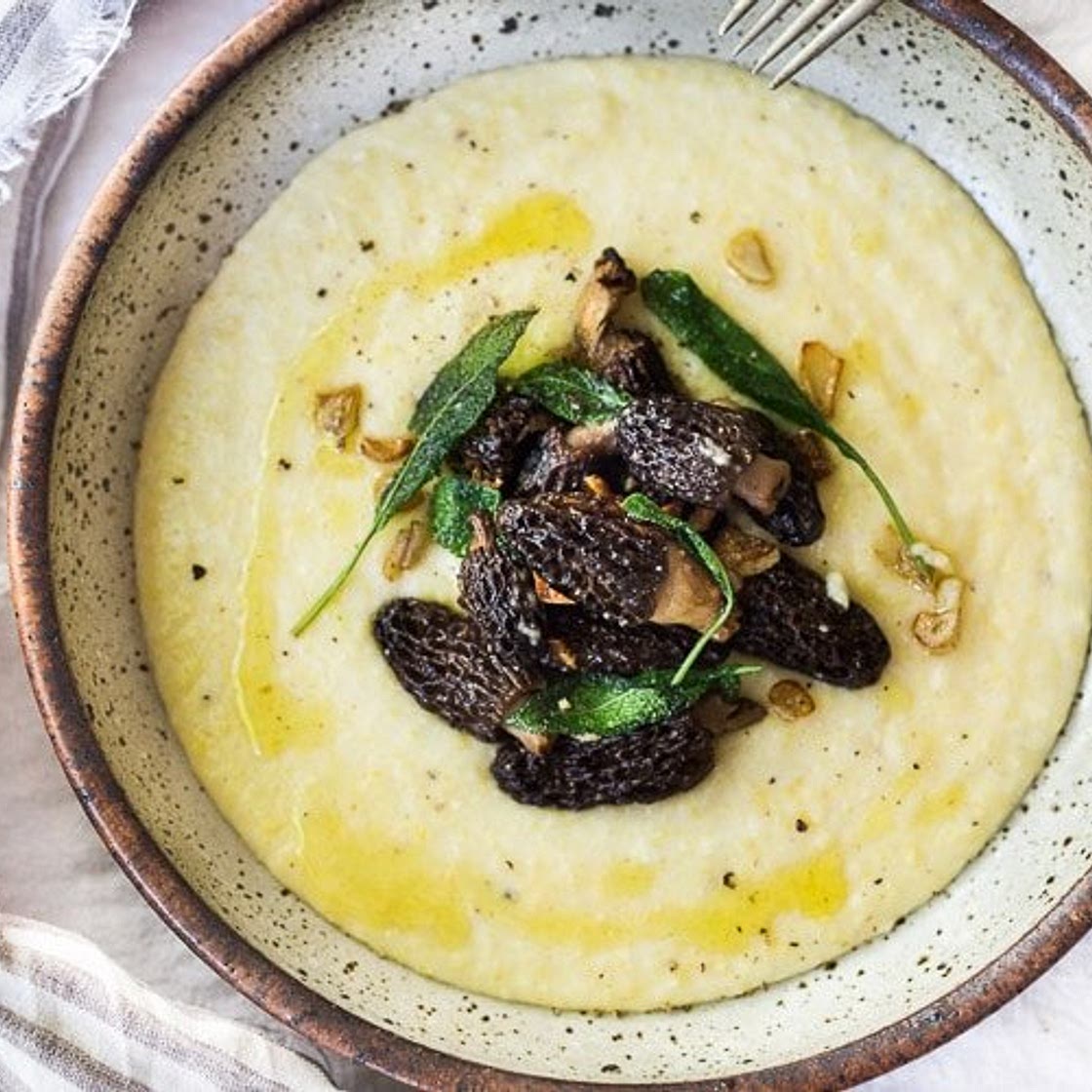 Polenta with Wild Mushrooms, Garlic and Sage
