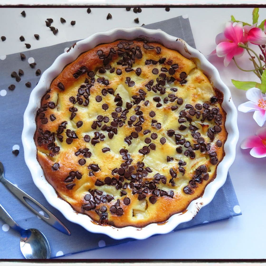 Clafoutis poires et pépites chocolat 