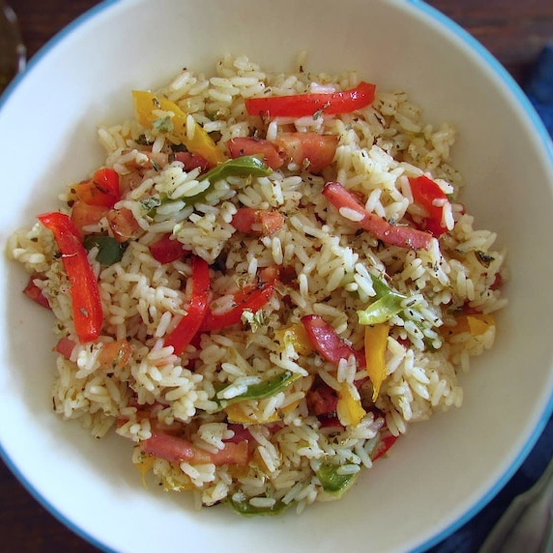 Rice with bacon and peppers