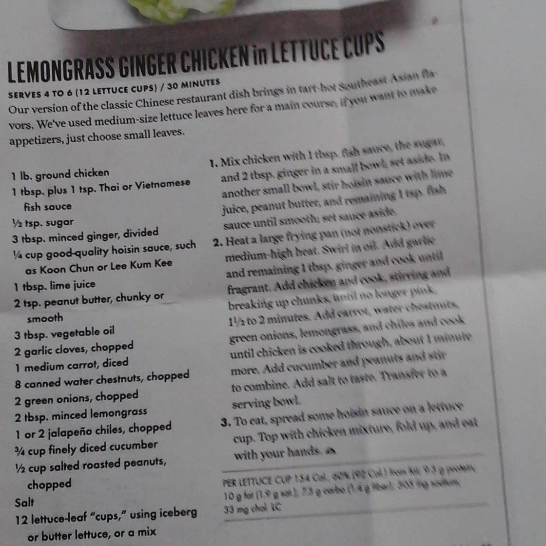 Lemongrass Ginger Chicken in Lettuce Wraps