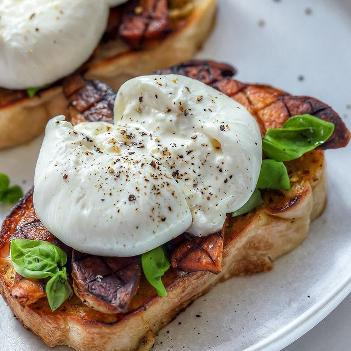 Porcini & Truffle Butter Toast with King Oyster Mushrooms and Burrata