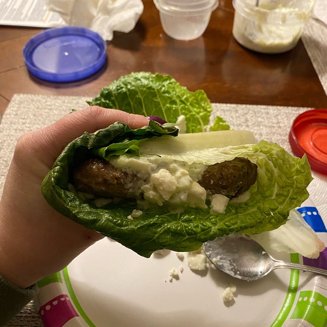 Broiled Greek Burgers with Lettuce Wraps
