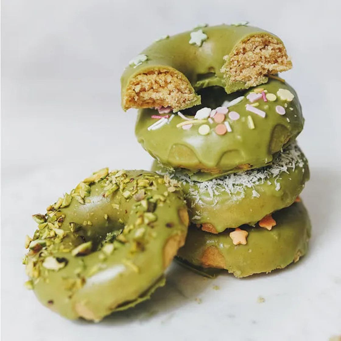 Baked Oat Donuts with Matcha Glaze