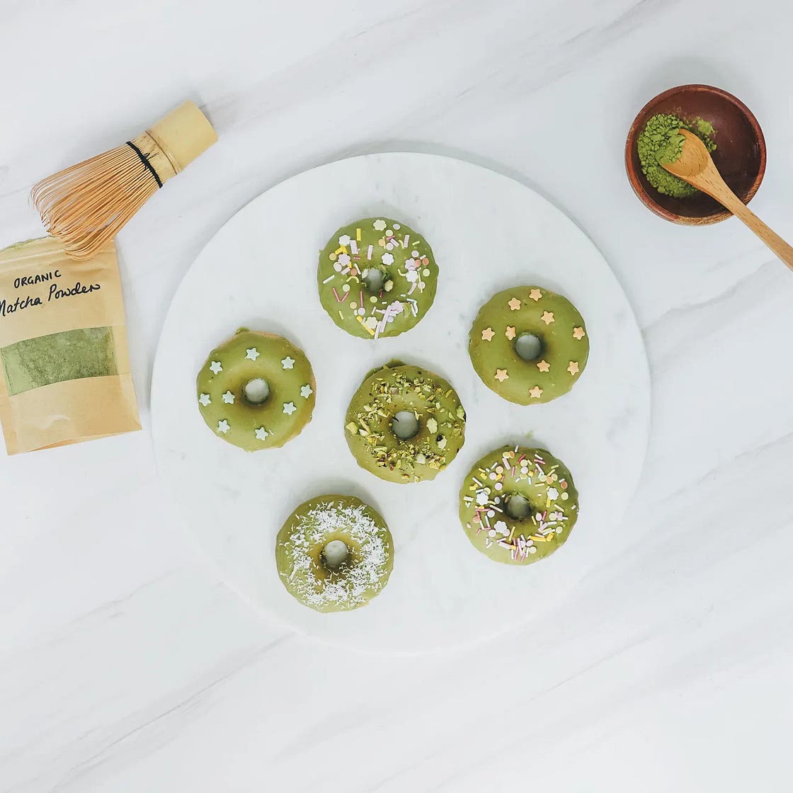 Baked Oat Donuts with Matcha Glaze