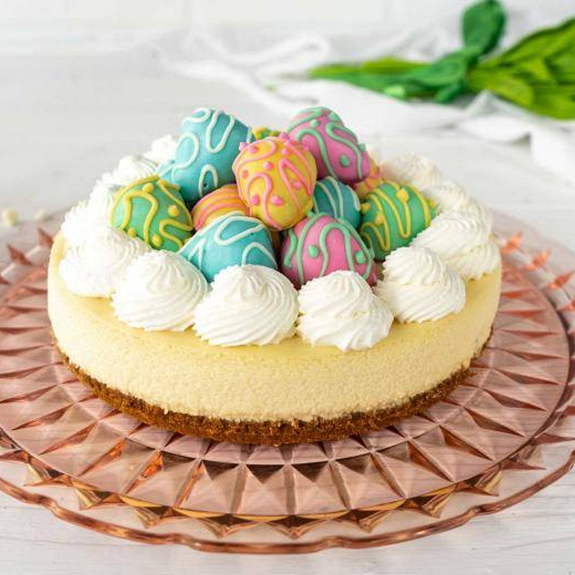 Strawberry Cheesecake with Chocolate Covered Strawberry Easter Eggs