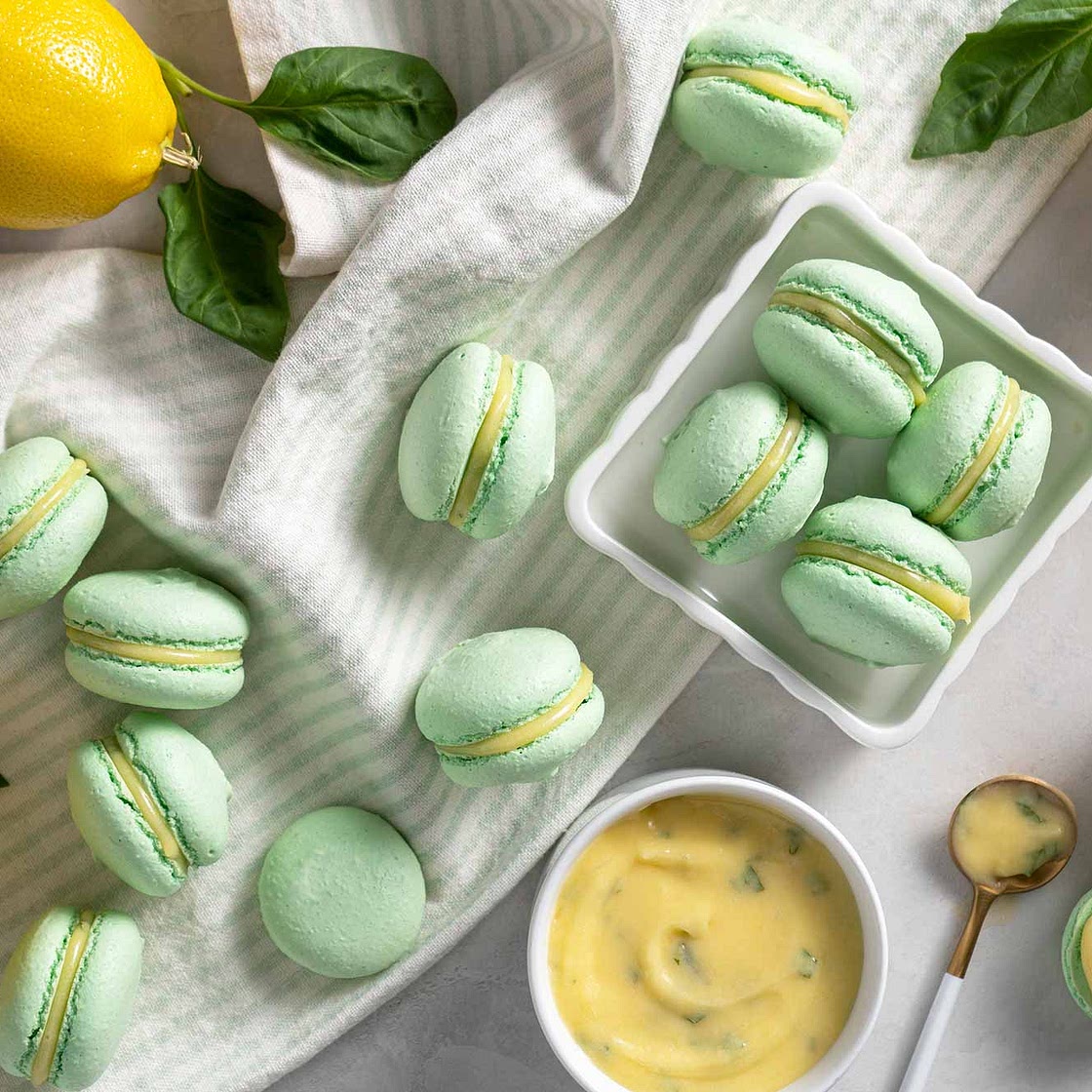 Lemon Basil Macarons