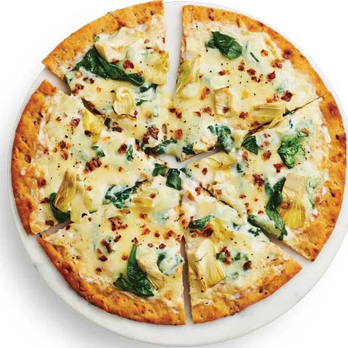 Spinach Artichoke Alfredo Pizza