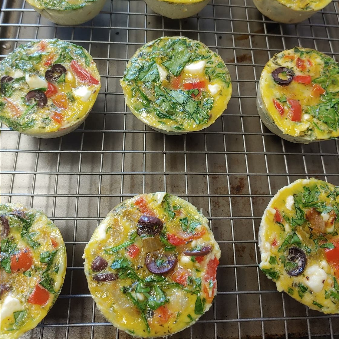 Greek Muffin-Tin Omelets with Feta & Peppers