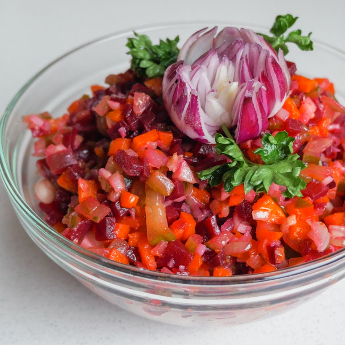 Traditional Lithuanian Red Salad with Beets
