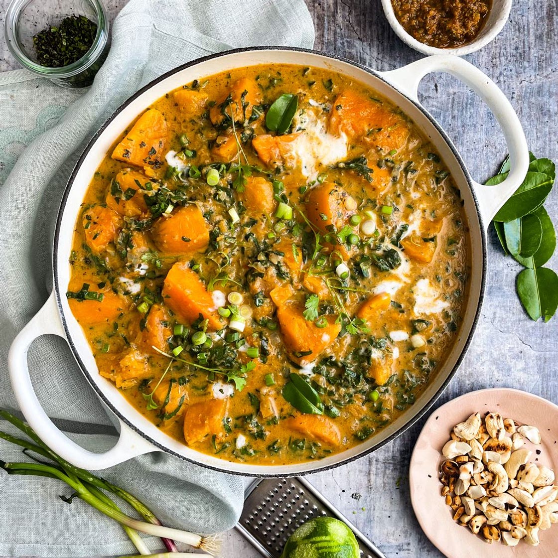 Thai Sweet Potato & Spinach Satay Curry - Adre's Kitchen