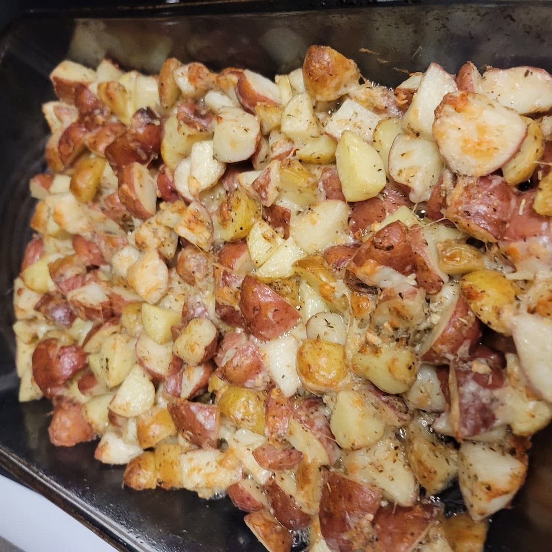 Roasted Garlic Butter Parmesan Potatoes