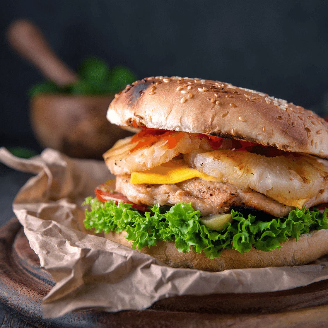 Spicy Hawaiian Grilled Chicken Burger