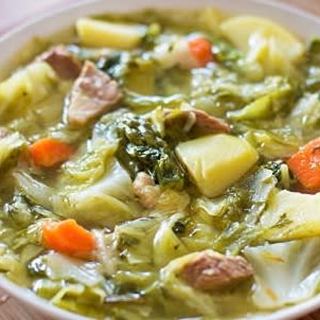Boiled Dinner Soup. (Ham & Cabbage Soup)