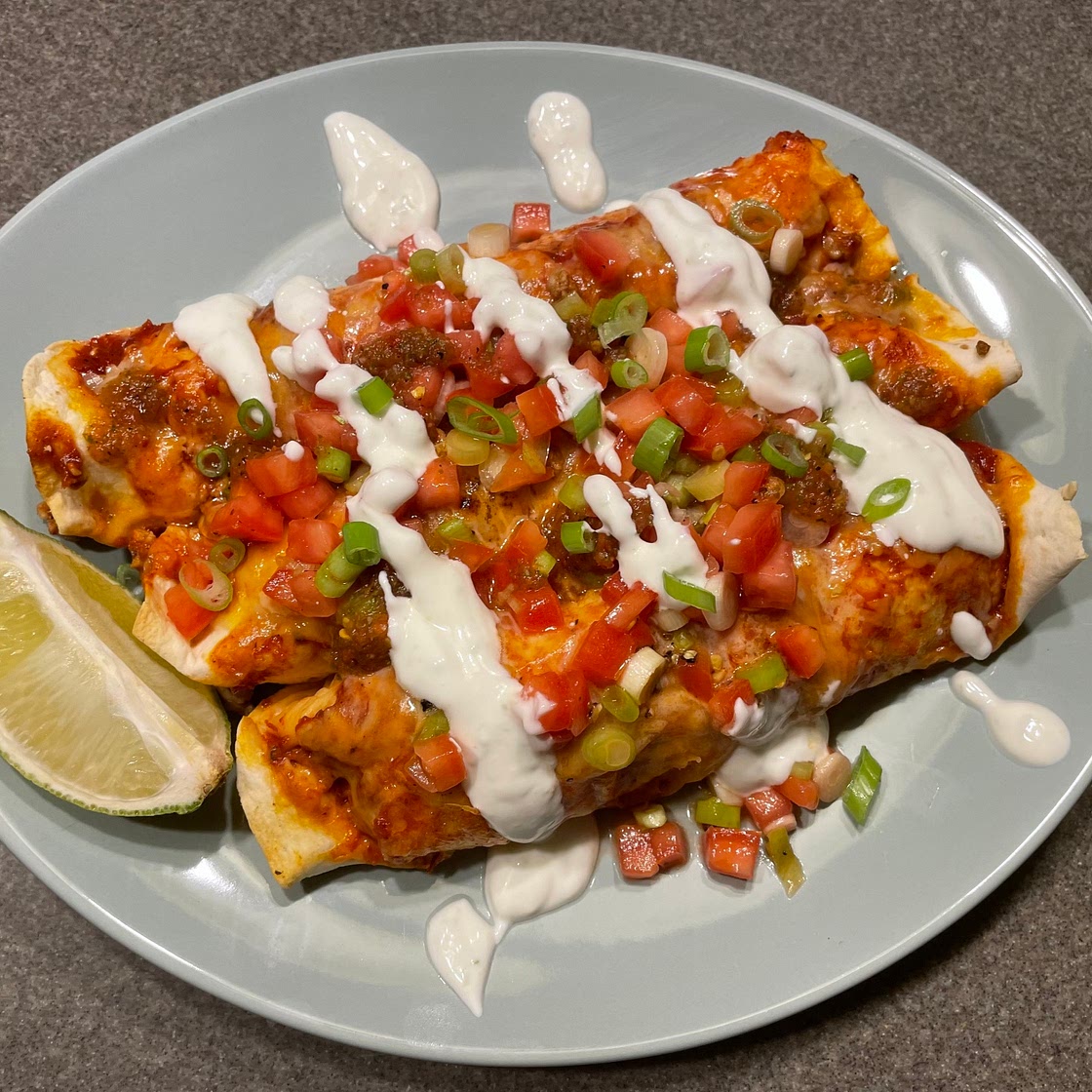 Pork and pepper enchiladas