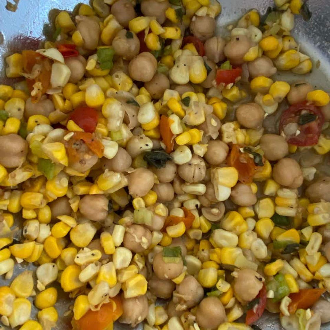 Summer Chickpea Salad w/ Honey Garlic Lime Vinaigrette