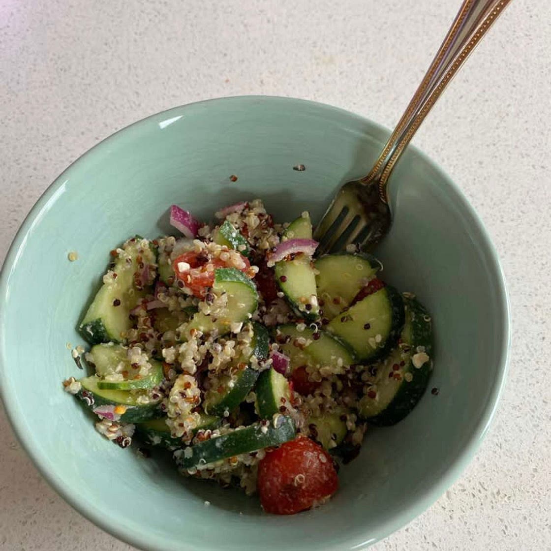 Quinoa, cucumber, feta salad 