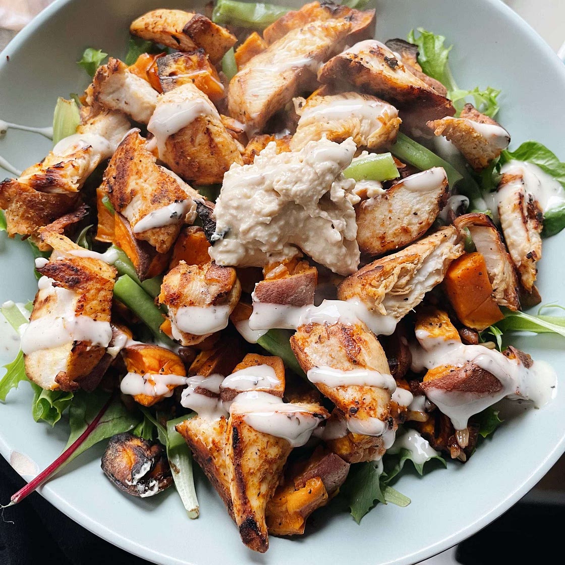 SPICY CHICKEN AND GREENS GRAIN BOWL