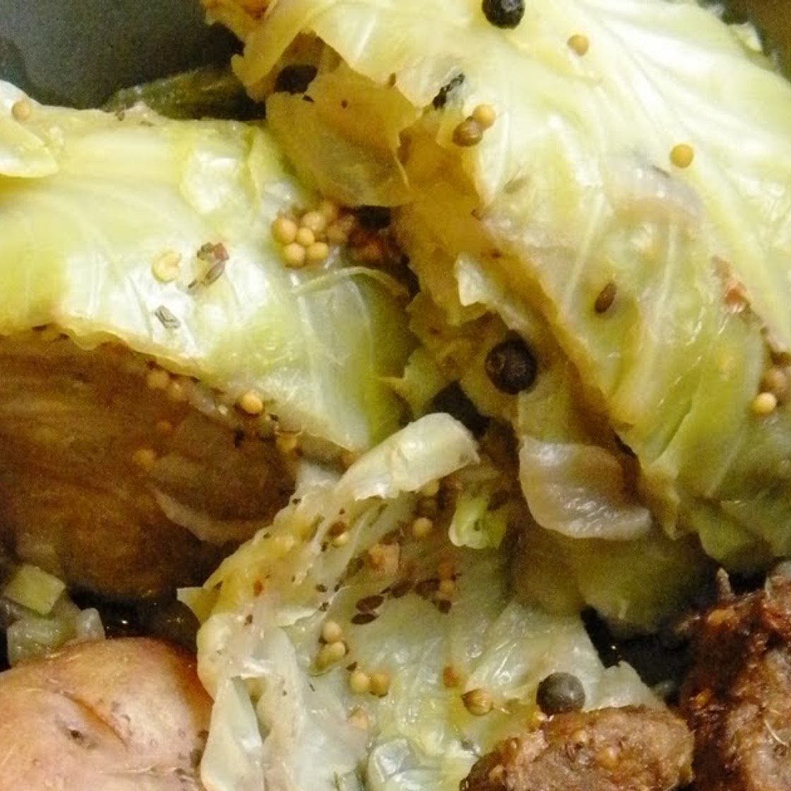 Corned Beef-less Tips & Cabbage