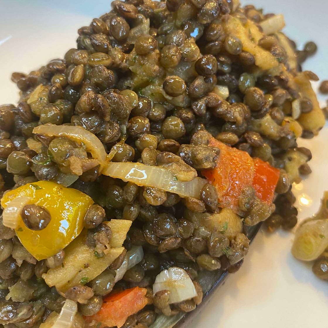 Puy lentil stuffed aubergine 