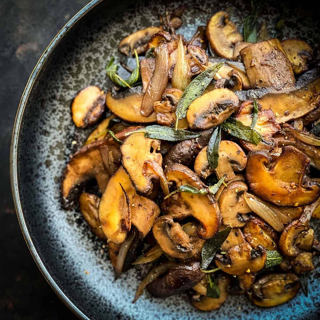 Easy Sautéed Mushrooms with Soy Sage Butter