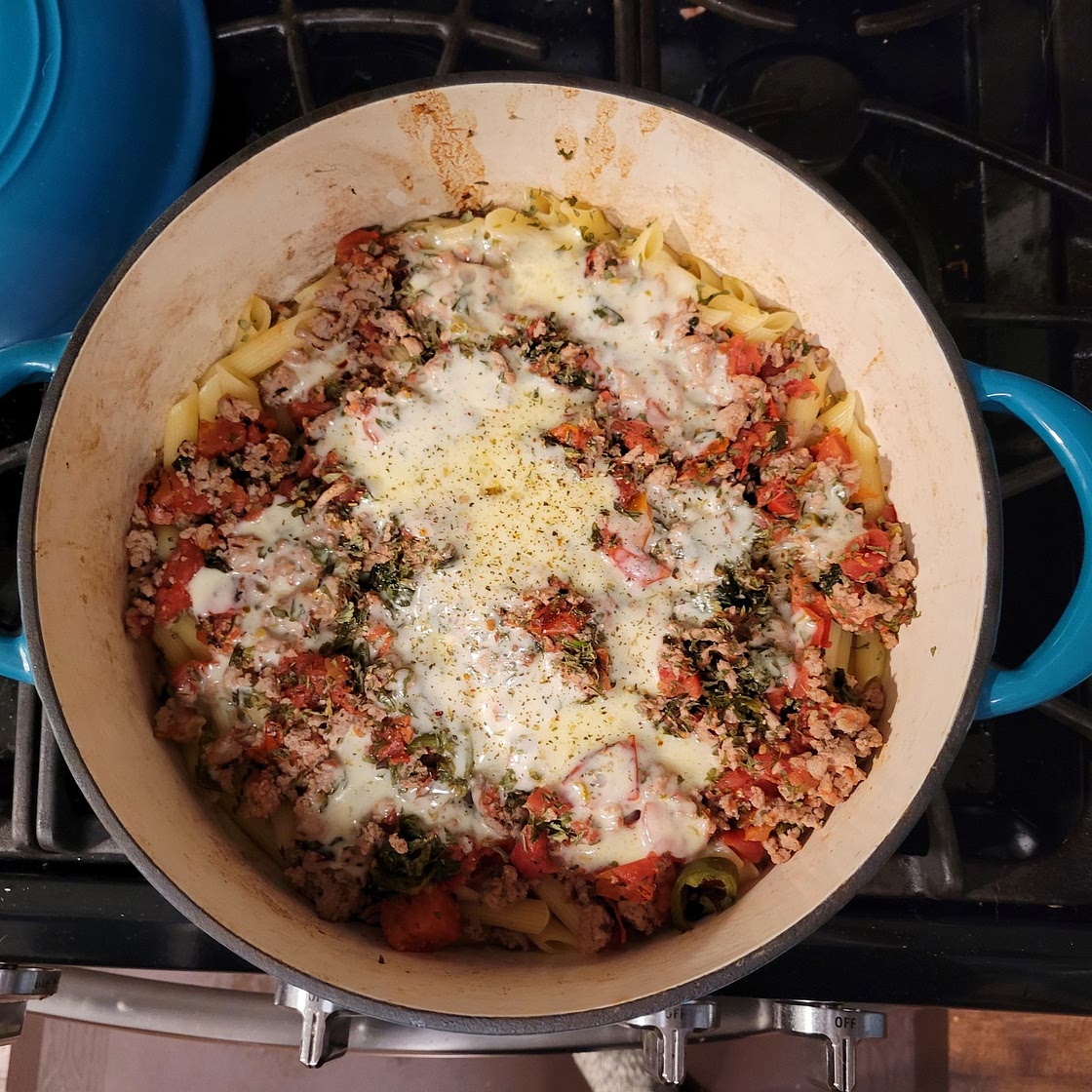 Baked Ziti with Spicy Ground Turkey
