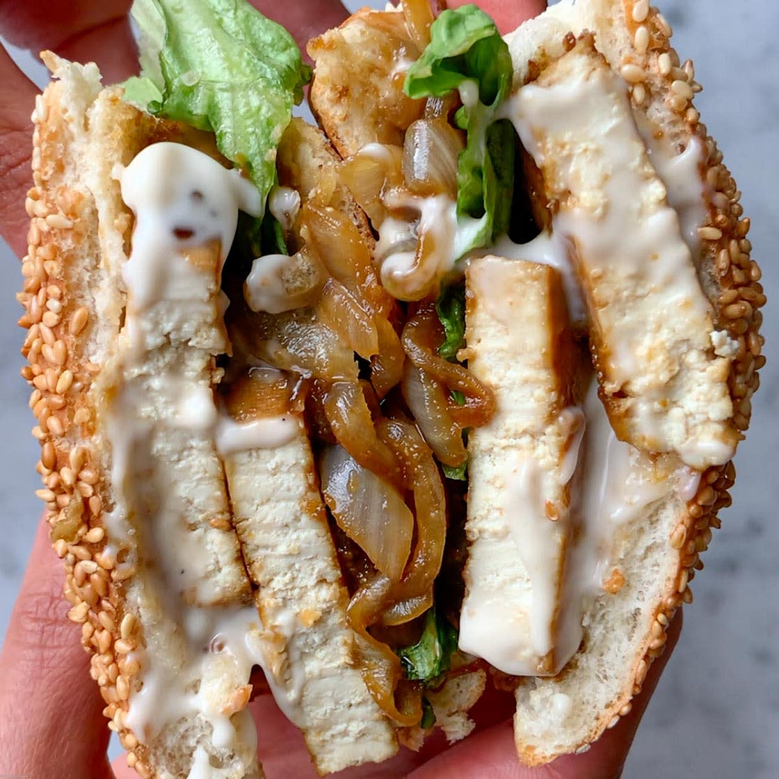 Caramelized Tofu & Onion Sandwich