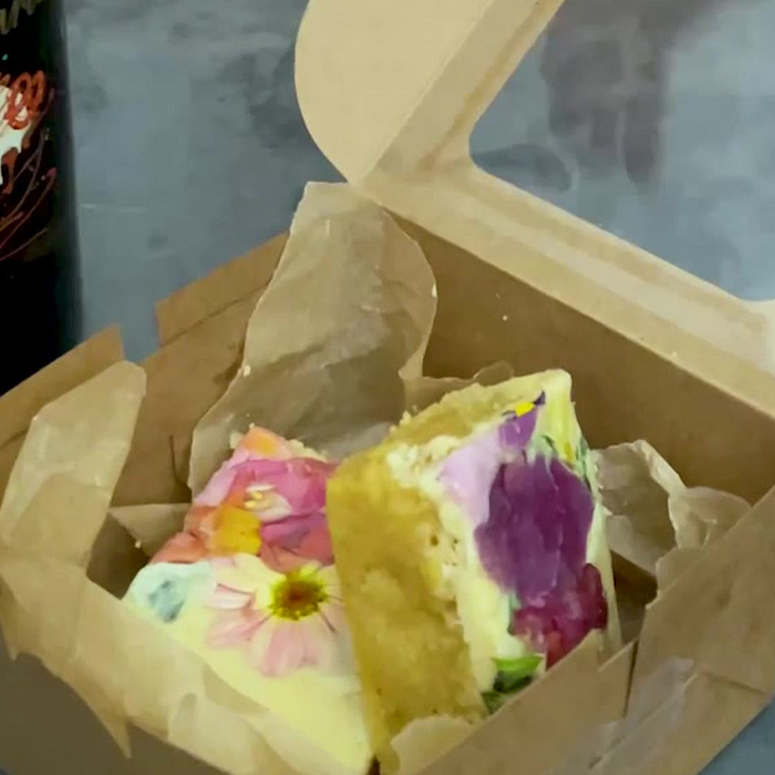 Baileys Salted Caramel Blondies with Edible Flowers