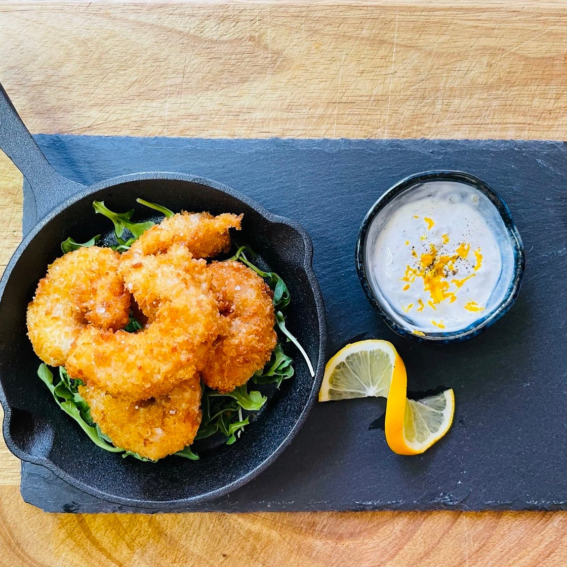 Panko Crusted Shrimp with Green Goddess Cremé
