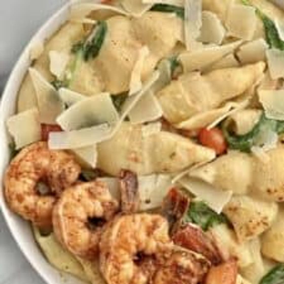 One Pot Pesto Pasta (with oven baked shrimp)