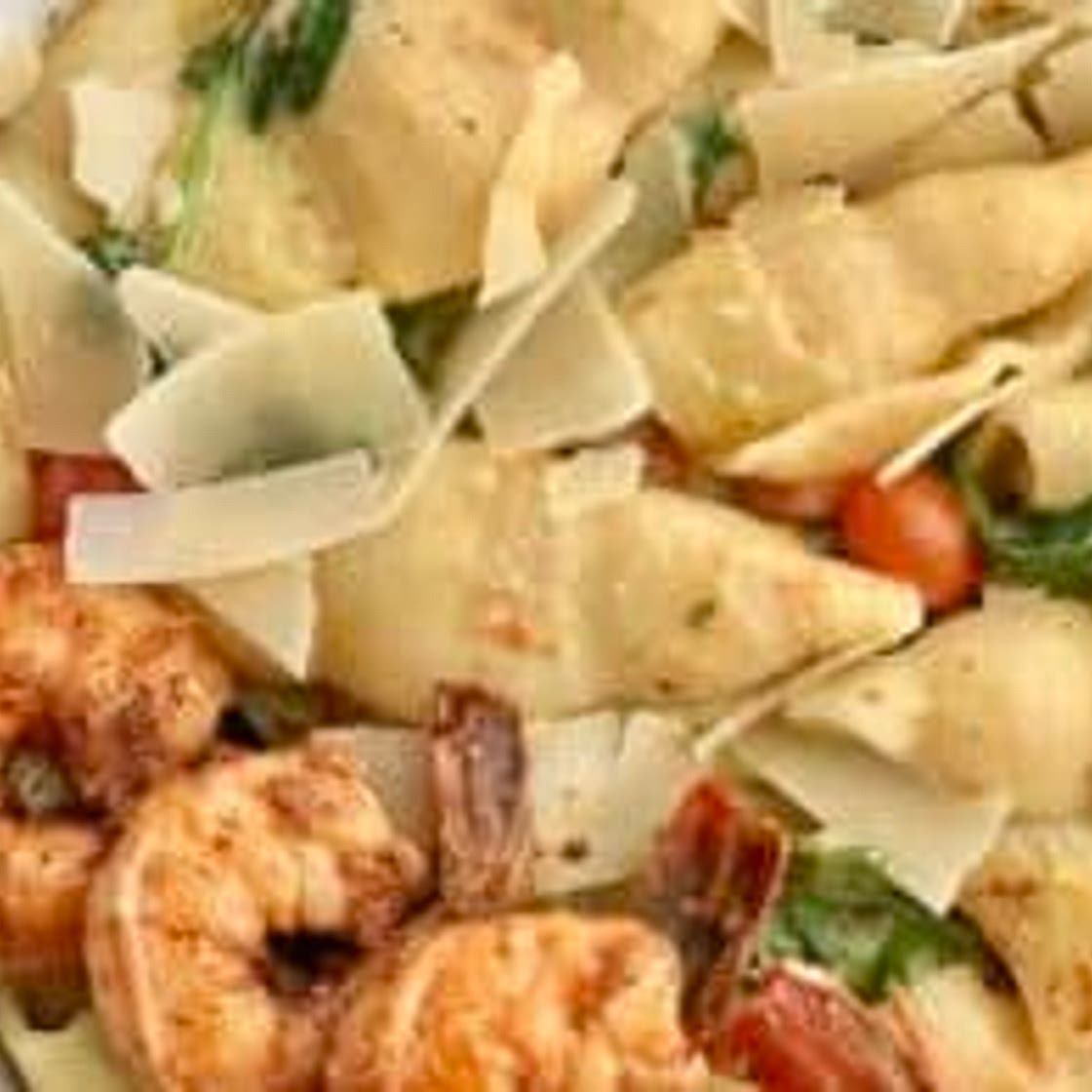 One Pot Pesto Pasta (with oven baked shrimp)