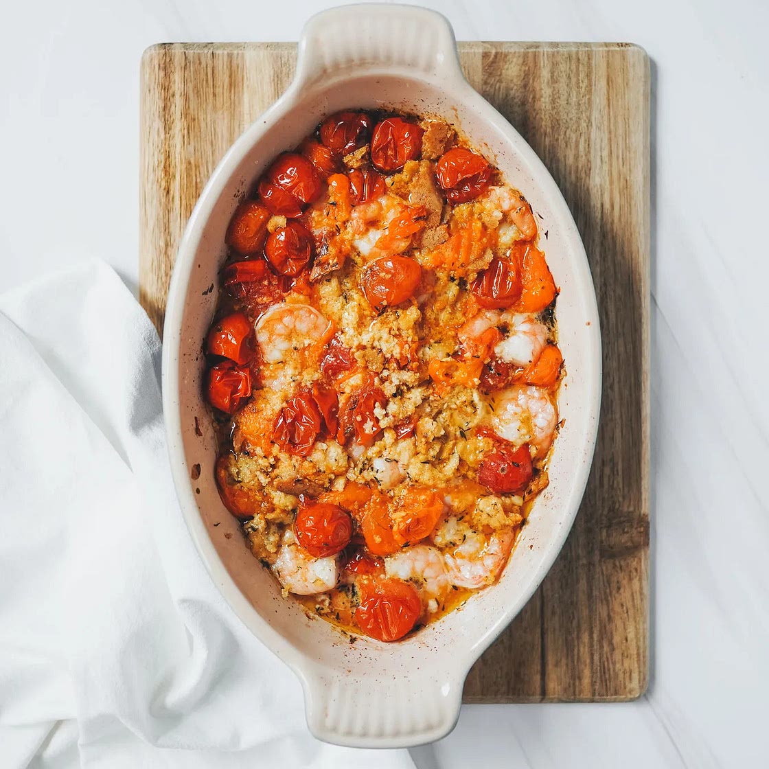 Upgraded Baked Feta Pasta with Shrimp