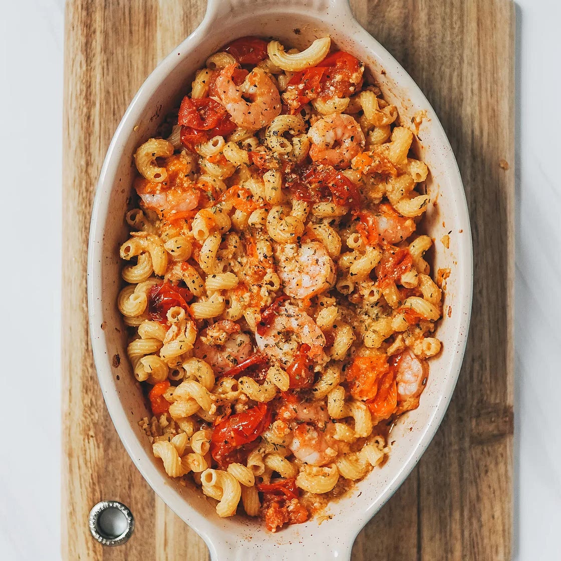Upgraded Baked Feta Pasta with Shrimp