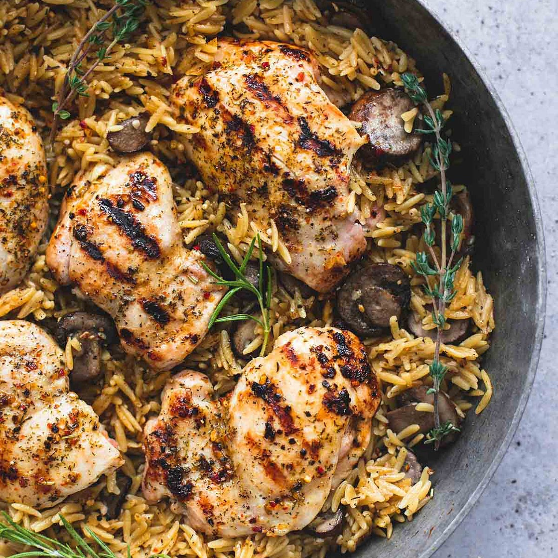 One Pot Mushroom Herb Chicken Orzo