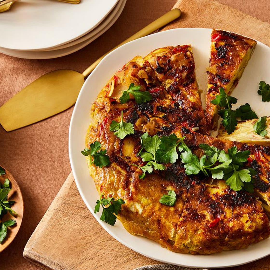 Tortilla Española With Blistered Cherry Tomato Romesco