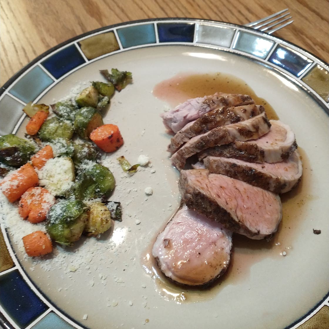 Brown Sugar Pork Medallions with Parmesan Roasted Vegetables