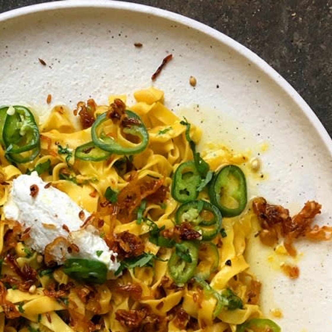 Pasta with chipotle shallots