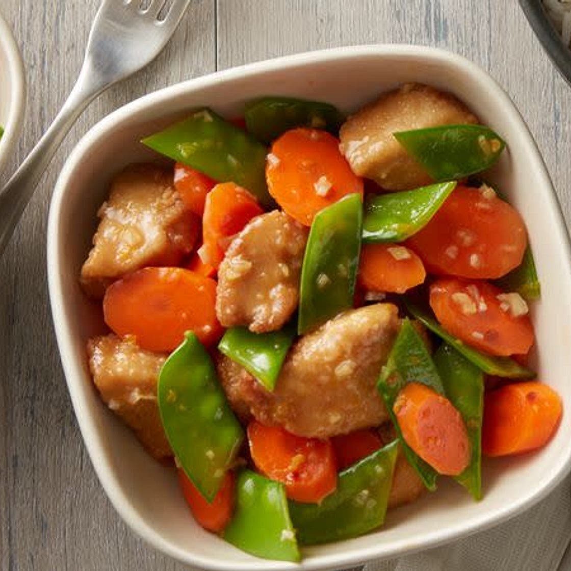 Orange Chicken with Snow Peas and Carrots